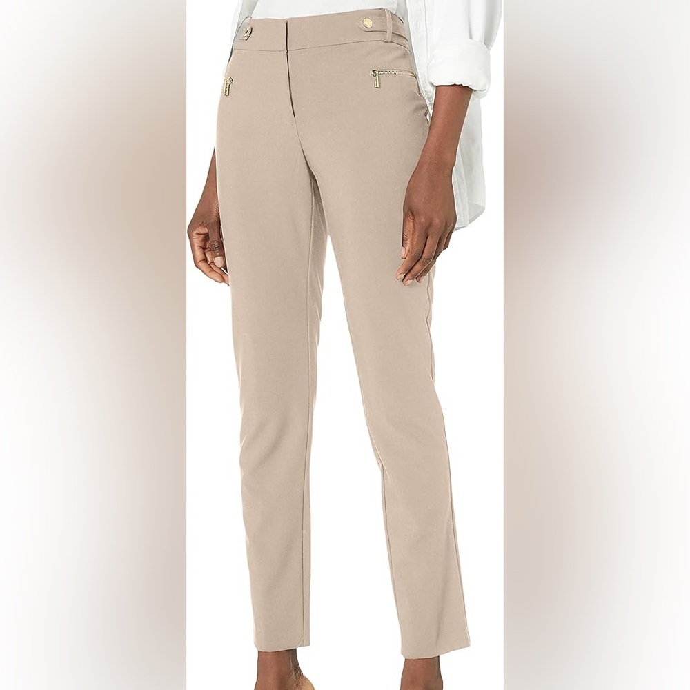Calvin Klein tan straight leg trouser pant